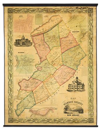 (NEW JERSEY.) Group of 3 mid-nineteenth-century wall maps of Garden State counties.